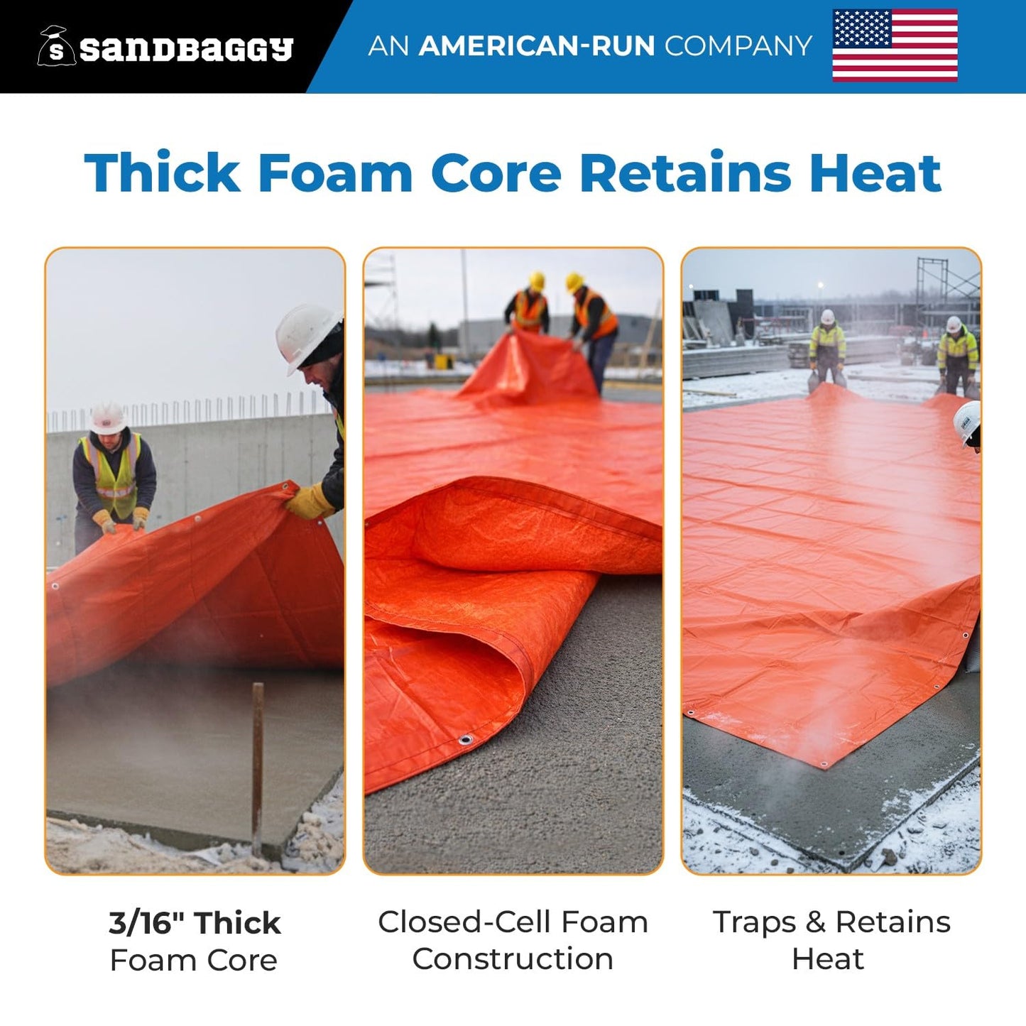 20 ft x 20 ft Insulated Concrete Curing Blankets - Weatherproof Cement Tarp - Sandbaggy (10, 20 ft x 20 ft)