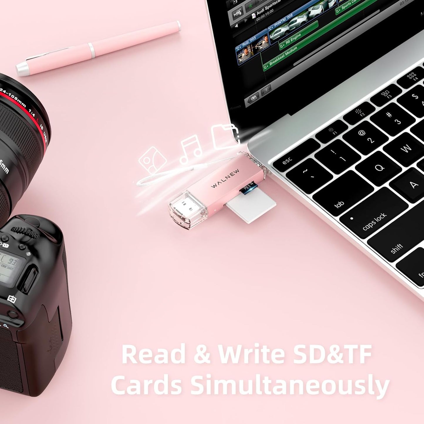 WALNEW 3.0 SD Card Reader, USB and USB-C to SD/TF Memory Card Adapter for Mac,MacBook,Computer/PC,Laptop,iPad,Samsung