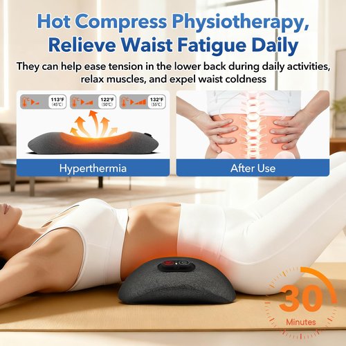 KITCADA 3 in 1 Rechargeable Back Massager with Heat, Height Adjustable for Bed and Chair, Electric Lumbar Support Pillow Back Massager, Relieves Deep Tissue Pain, Lumbar Wedge Cushion