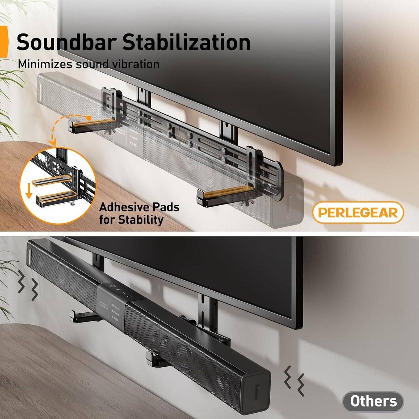 Perlegear Soundbar Mount - Versatile Under TV Sound Bar Holder | Supports Up to 15 lbs, Extends 3.5” to 6”