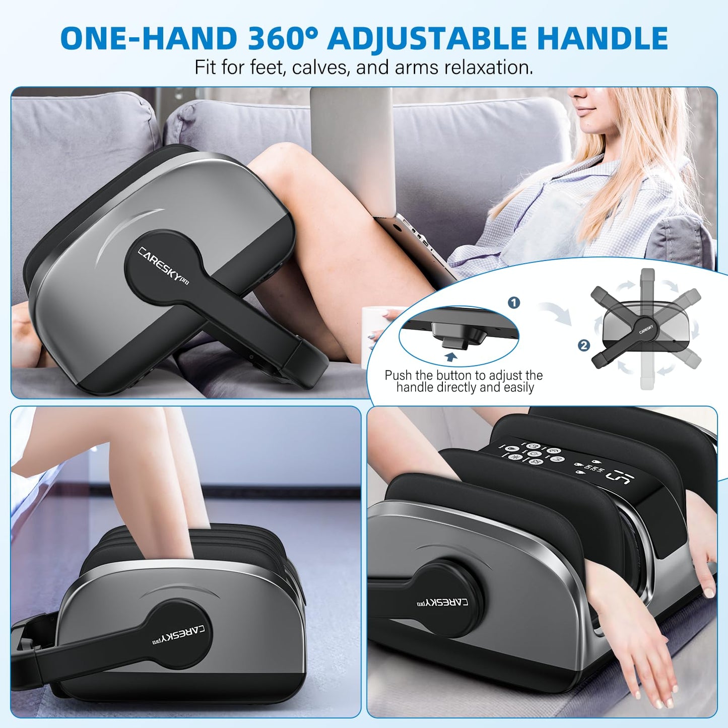 CARESKYpro HSA Eligible FSA Shiatsu Foot Massager with Heat for Neuropathy and Pain Relief, 3 Heat Therapy, 5 Intensity Deep Kneading, Rolling for Calf-Feet-Arm Relaxation, Plantar Fasciitis