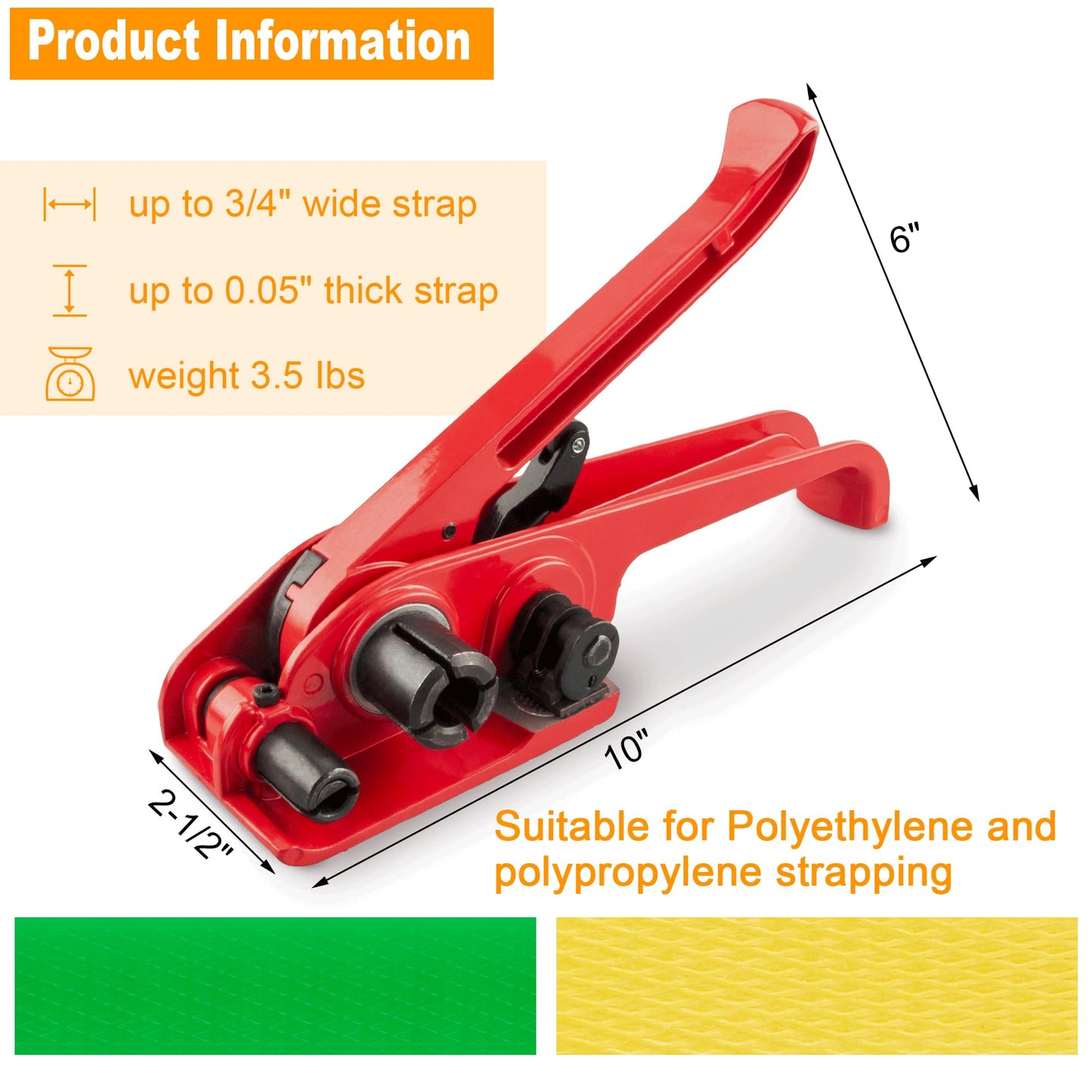 Heavy Duty Poly Strapping Tensioner & Cutter Manual Banding Tools, Banding Tensioner Cutter Cord Strapping Machine Windlass for 1/2" - 3/4" Width Polyester Polyproplyn Strap(8 Pack)