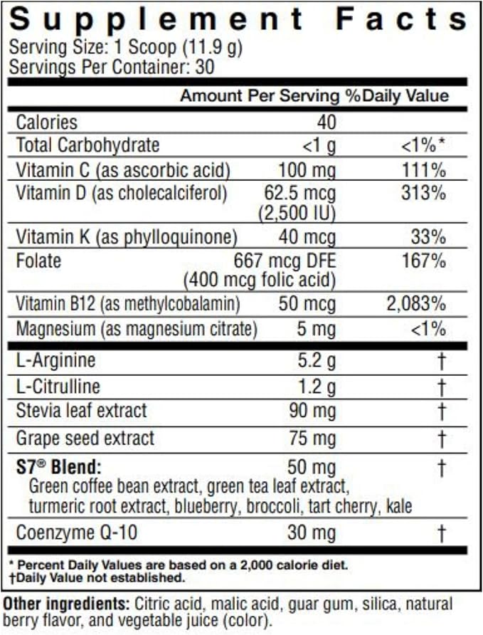 3 Pack, Nitric Oxide Booster Powder ??L-Arginine 5,200mg + L-Citrulline 1,200mg ??Heart Health Drink Mix - Heart Health, Blood Flow, Energy, Endurance - L-Arginine Powder, Berry Flavor