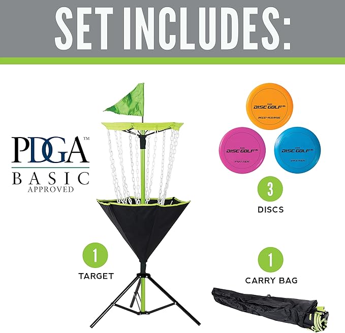 Franklin Sports Disc Golf Baskets - Portable Disc Golf Target with Chains Included - Disc Golf Basket Stand Equipment for Hole + Course Creation