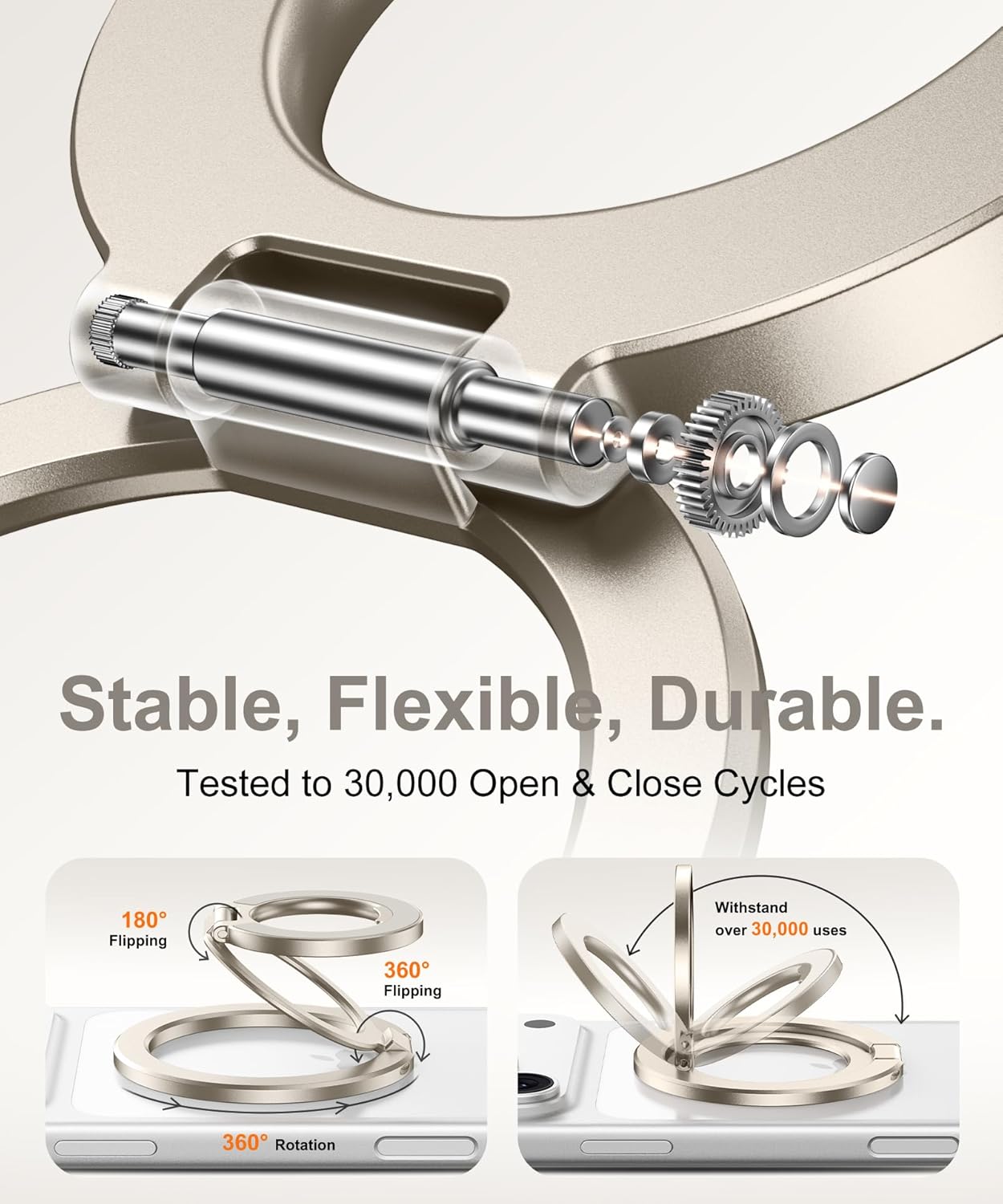 CAPRARO 360 17/16/15/14/14 Magnetic Phone Ring Holder for MagSafe, Dual-Side Magnetics, Rotation Gym Phone Stand Grip