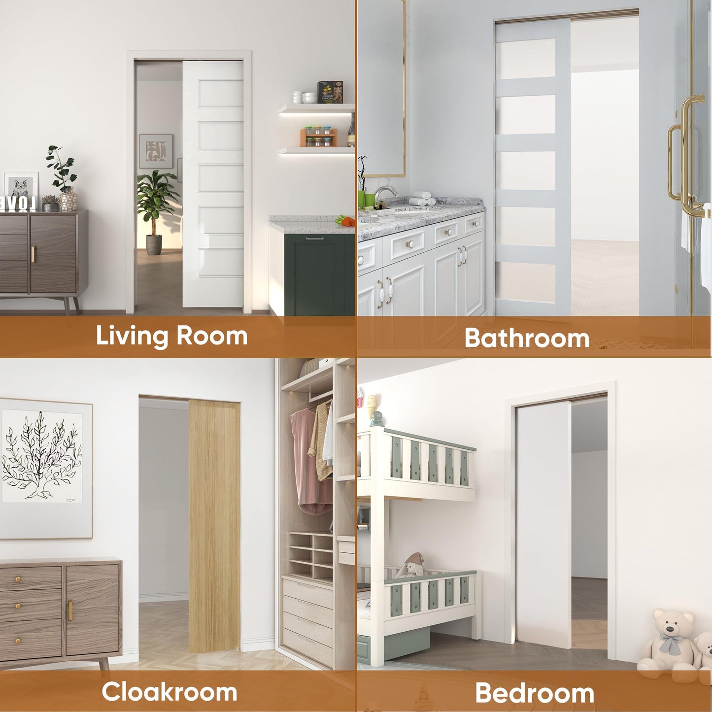 JUBEST 36"x 80" Pocket Door Frame Kit with 120LBS Soft Close Mechanism and Galvanized Steel Studs, Pocket Door Kit for 2x4 Stud Wall, Suitable for Doors Wide 24"-36", Easy to Install