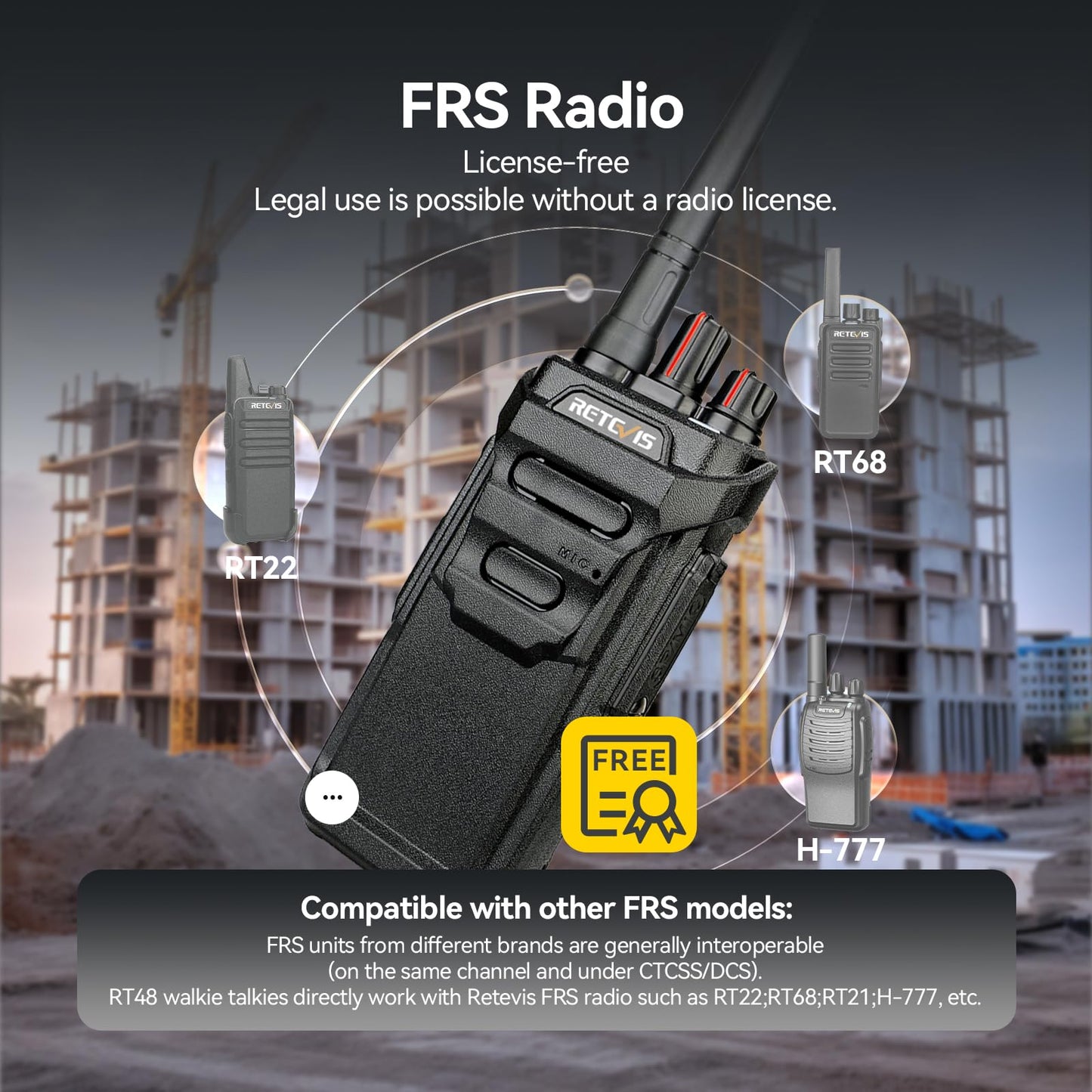 Retevis RT48 IP67 Waterproof Walkie Talkies for Adults,Heavy Duty,Professional Two Way Radio Rechargeable,1200mAh,VOX,Emergency Alarm,Rugged 2 Way Radios for Work Construction Jobsite School(10 Pack)