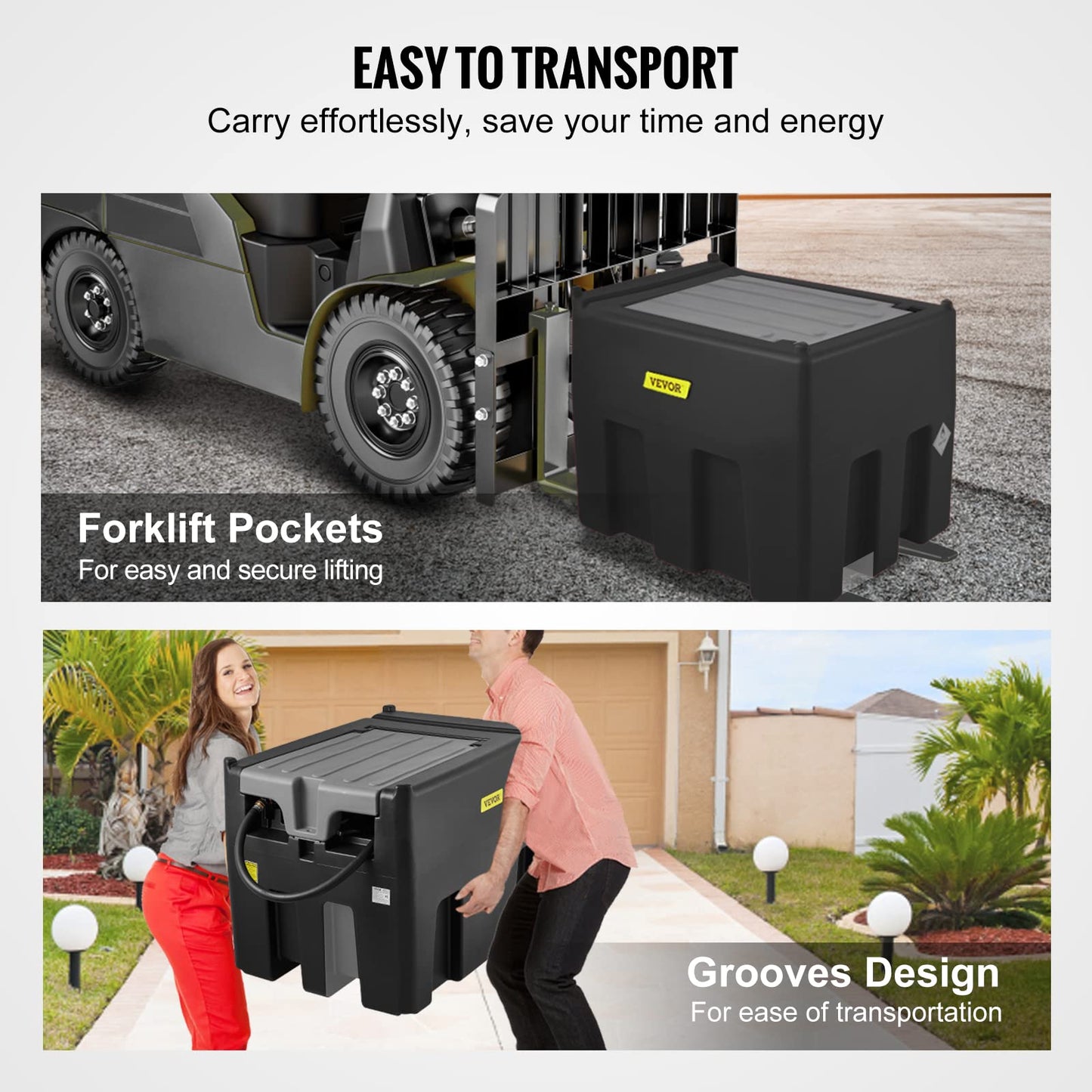 VEVOR Portable Diesel Tank, 116 Gallon Capacity & 10 GPM Flow Rate, Diesel Fuel with 12V Electric Transfer Pump and 13.1ft Rubber Hose, PE Transfer Tank for Easy Fuel Transportation, Black