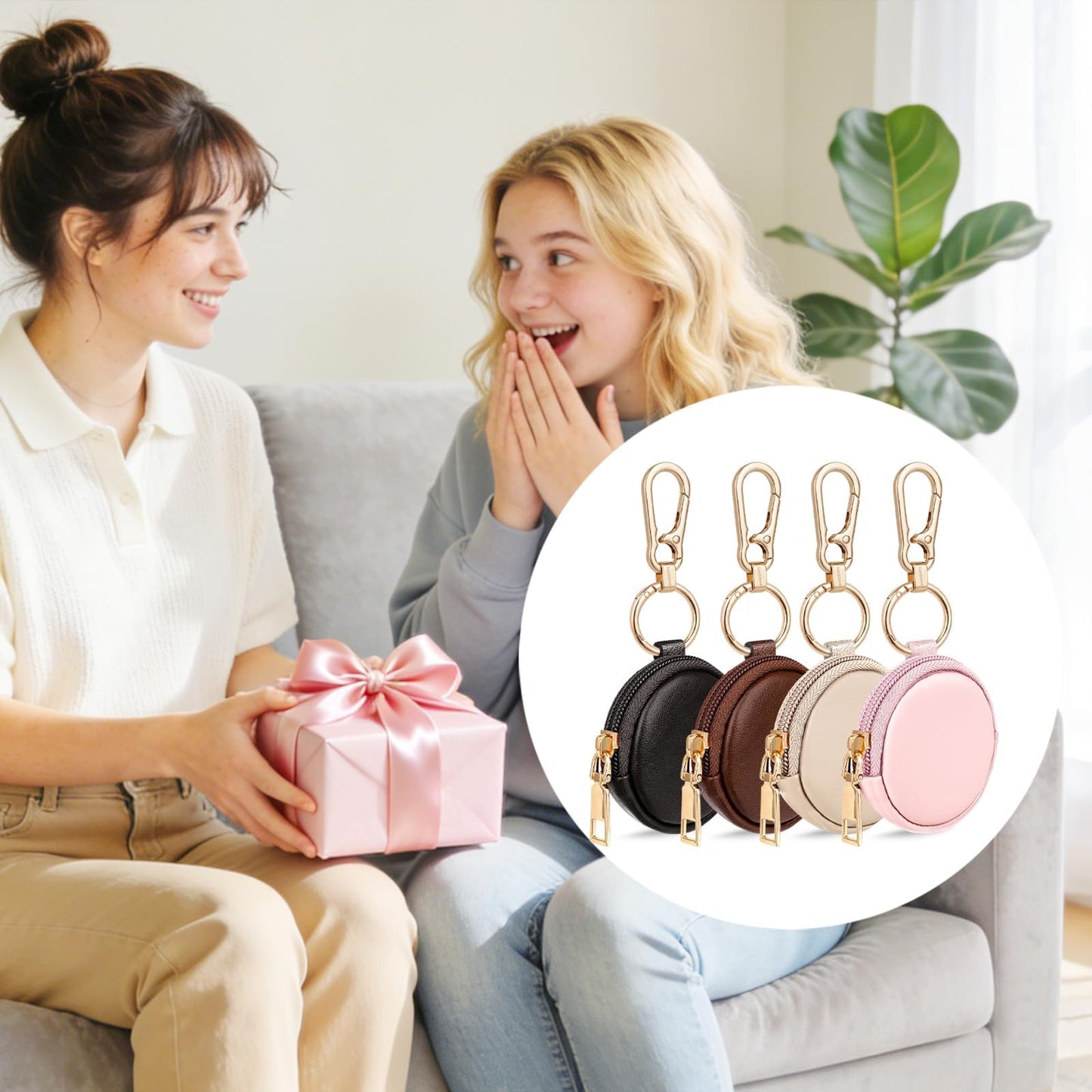 LUCKINEE Portable Gym Jewelry Ring Holder Keychain, Small Travel Ring Holder Earring Stud Necklace Storage Case Ring Holder Gifts for Women and Girls