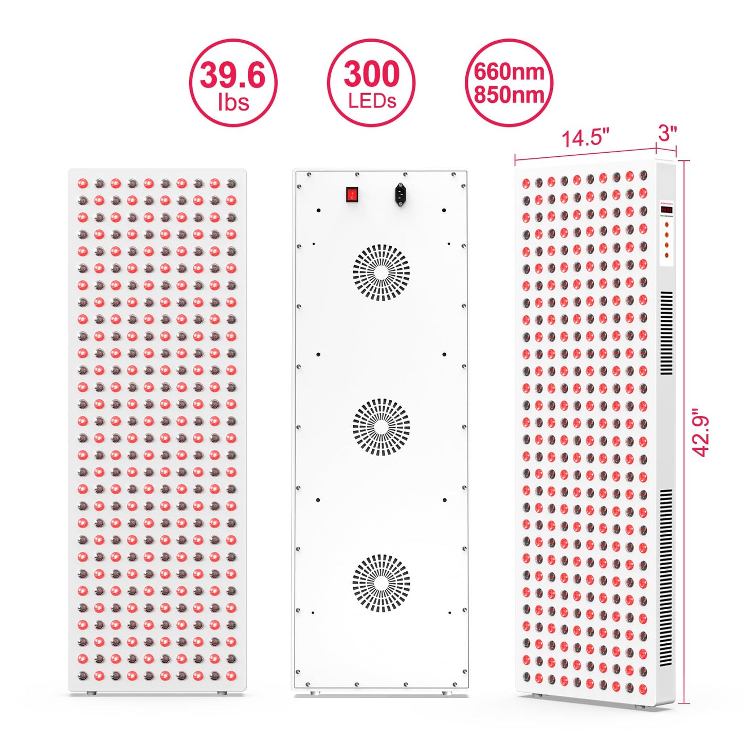 BONTANNY Red Light Therapy, Full Body Red Near Infrared Light 660nm 850nm with 300 Dual Chip Clinical Grade LEDs & Timer, High Power Panel for Anti-Aging, Pain Relief, 400W (Stand Sold Separately)