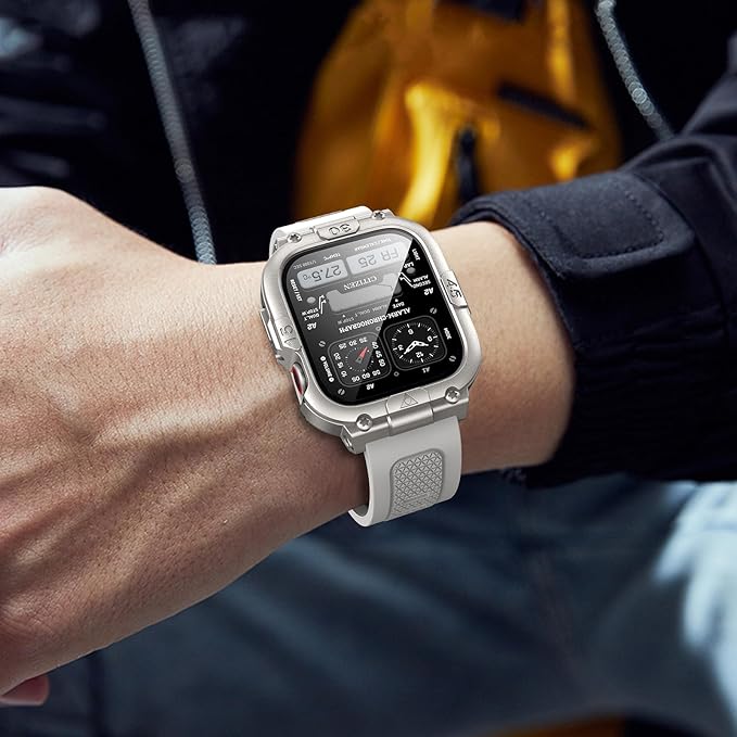 Dsytom Waterproof Case with Band Compatible for Apple Watch Band 45mm 44mm 41mm 40mm for Men ,Rugged Shockproof Smartwatch Strap Protective Bumper Cover with Built-in Tempered Glass Screen Protector