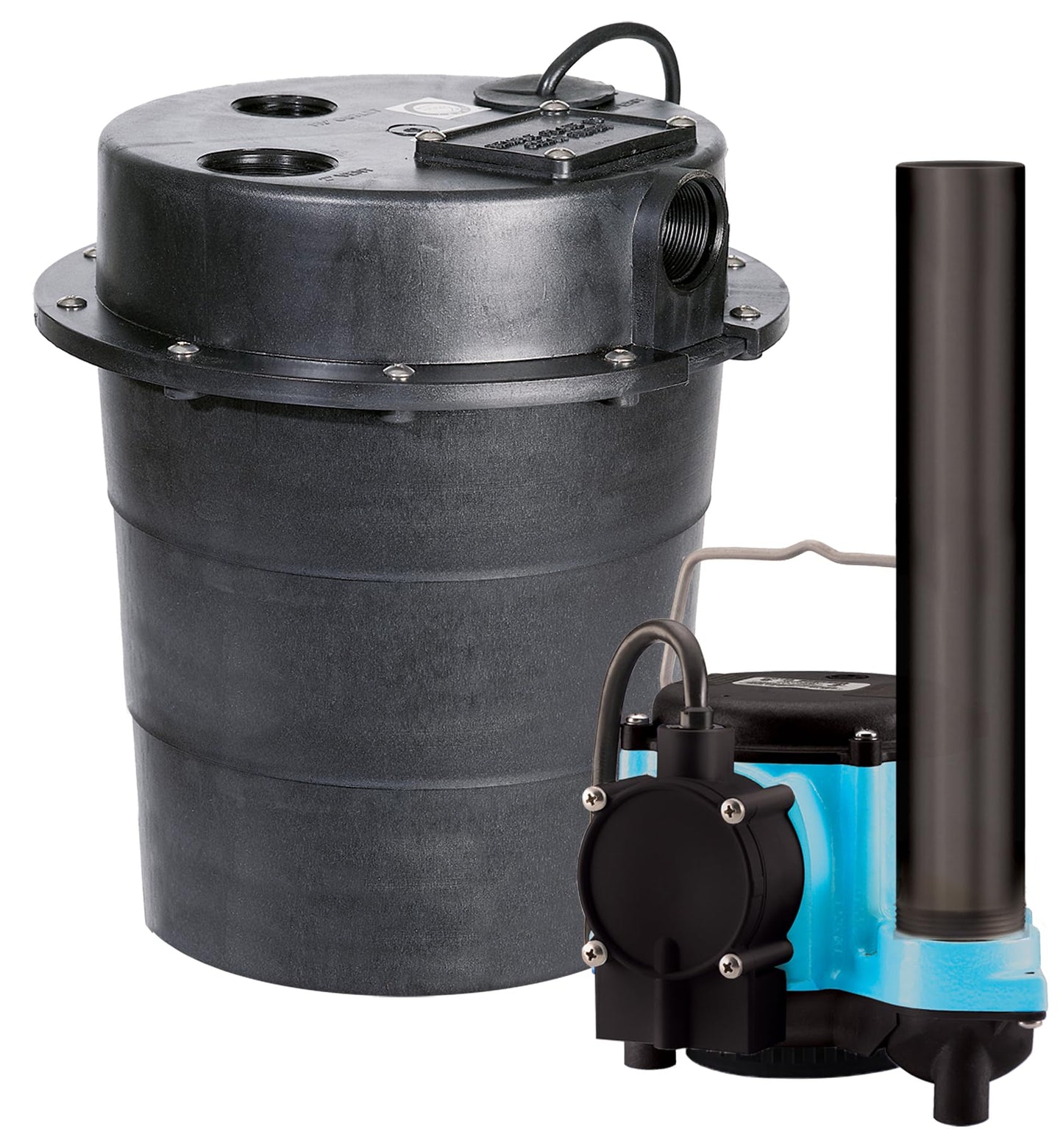 Little Giant WRS-6 115-Volt, 1/3 HP, 2760 GPH Under Sink Drainosaur Automatic Sump System with Big John 6-CIA Sump Pump, 5-Gallon Tank and 10' Cord, Black/Blue, 506055