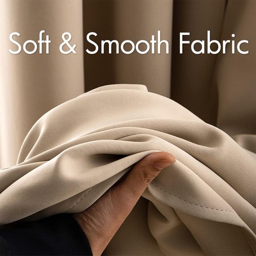 MIULEE Blackout Curtains - Thermal Insulated Room Darkening Drapes | 52 x 84 Inch Beige, 2 Panels Set
