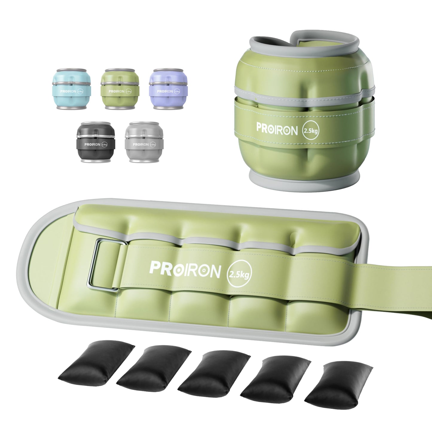 PROIRON Adjustable Ankle Weights, Leg Weights for Men, Ankle Weights 5lb Set of 2, Durable PU Leather, Ankle and Wrist Weights, 1-5 lbs Adjustable Per Ankle