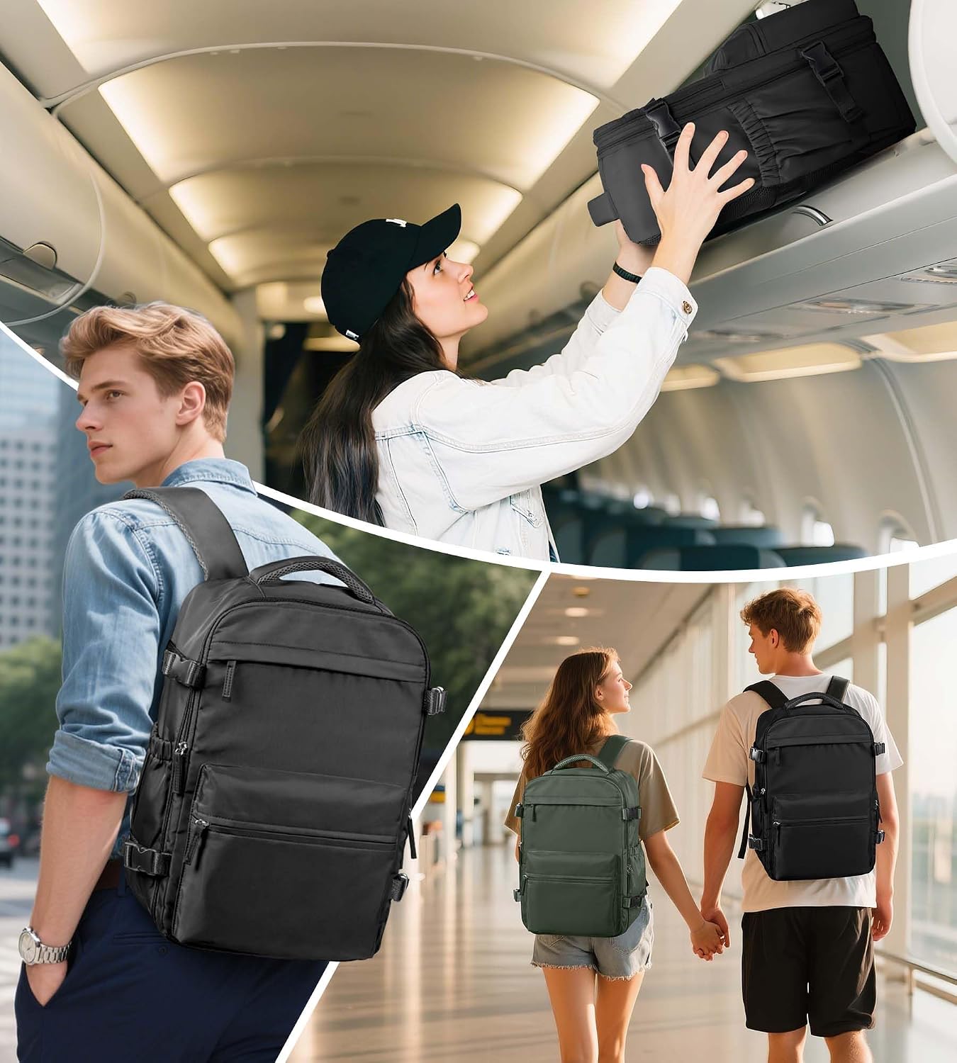 Backpack Backpacks 18x14x8 inches Daypack,Black BOXSAM Large Vacuum Travel with Pump for Women, Personal Item Carry on