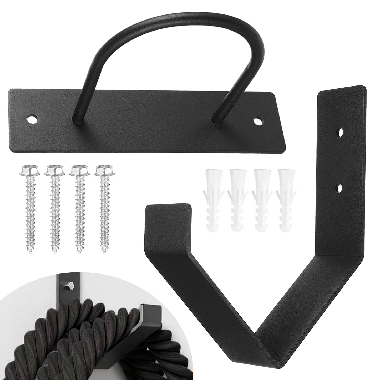 Pafeooui Battle Rope Wall Mount Kit, Heavy Duty Steel Anchor and Storage Hook for 30-50 Feet,1"-2.5" Ropes, Black