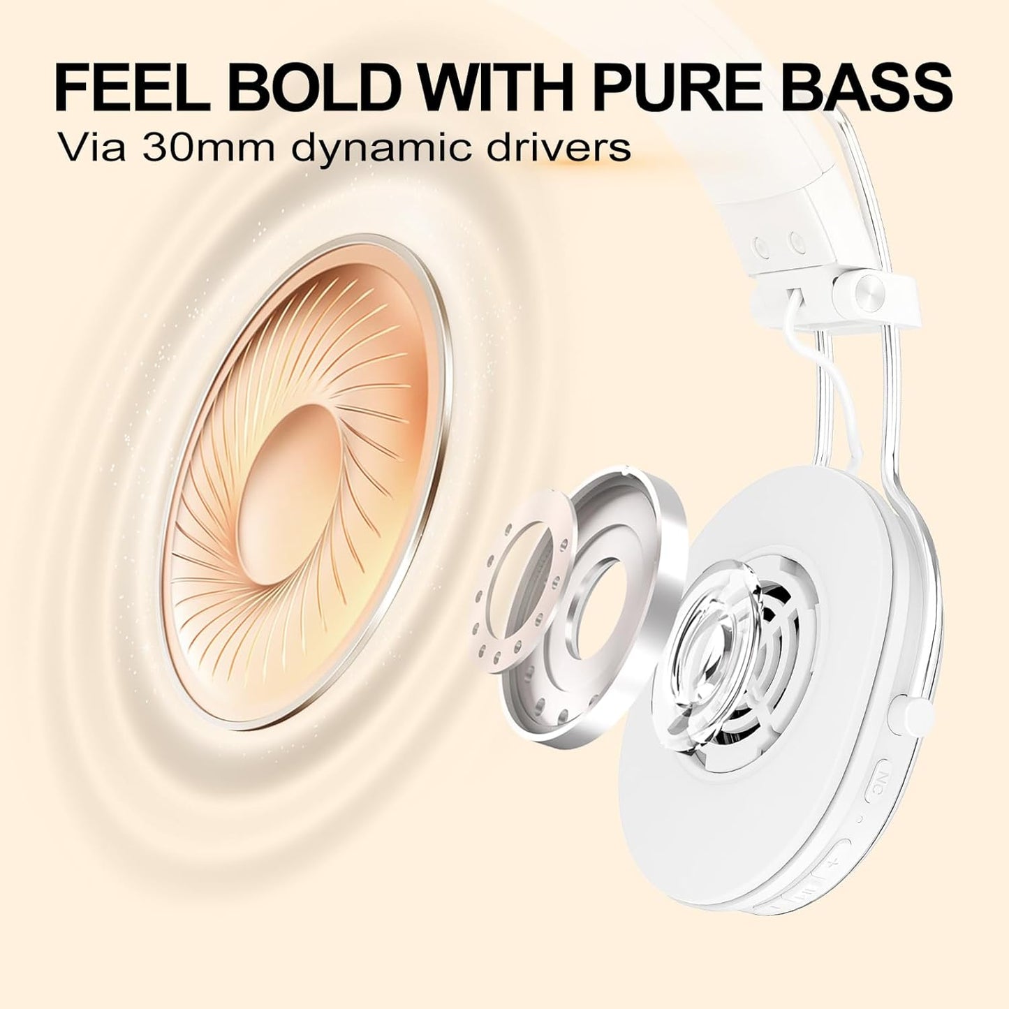 55H Wireless Bluetooth On-Ear Headphones, Active Noise Cancelling, Hi-Res Sound, Playtime, Foldable Design, Lightweight