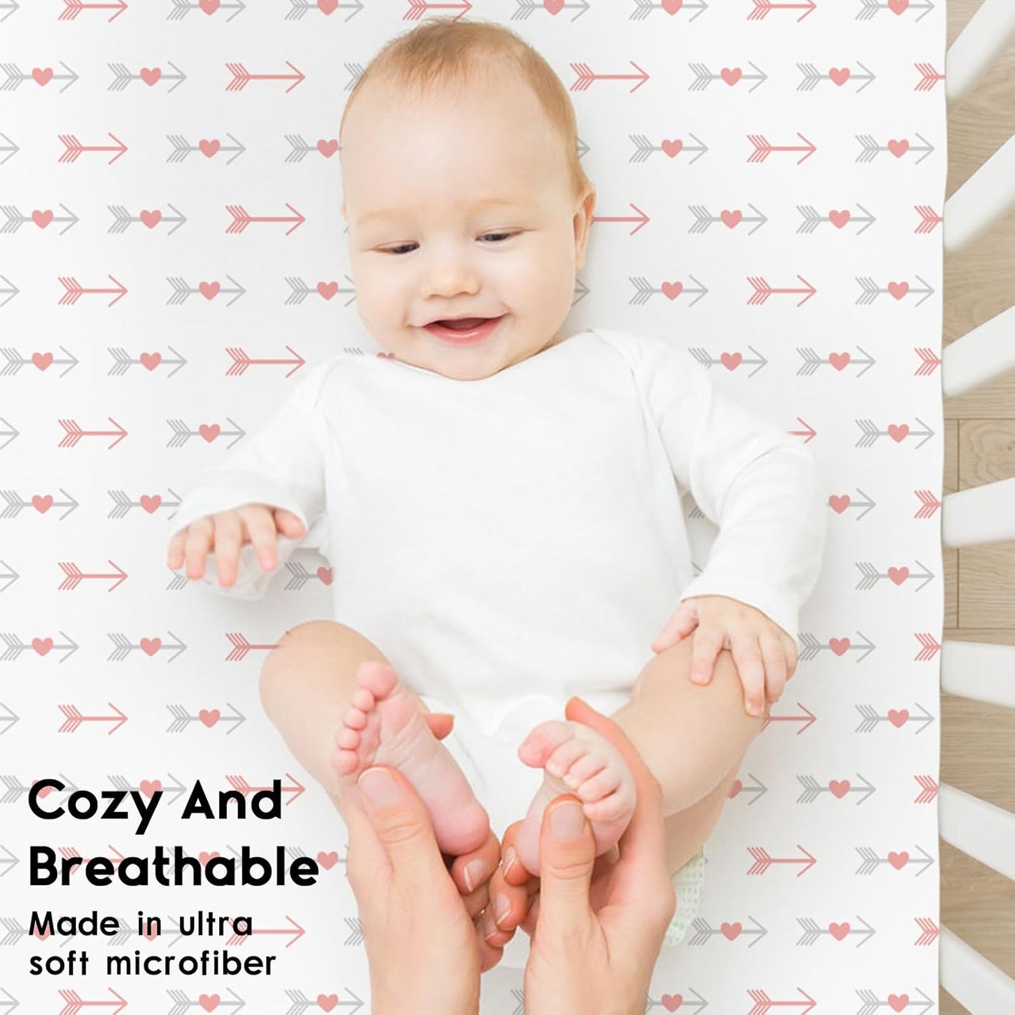 Yoofoss Fitted Baby Crib Sheets - Super Soft Microfiber 2 Pack for Standard Crib & Toddler Mattress | 28x52x8in (Arrow)