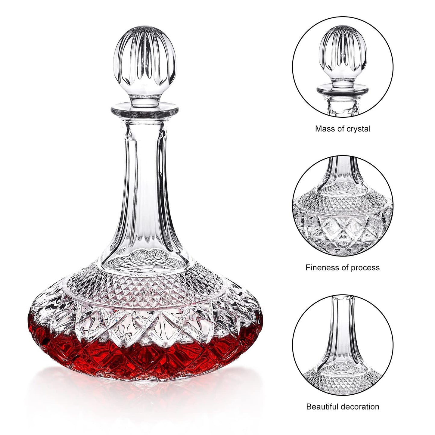 Paysky 50oz Wine Decanter Crystal Bottle for Wine with Stopper- Top Red Wine Decanter Carafe Bottle with Luxury Box .Elegant Gift for Men/Women