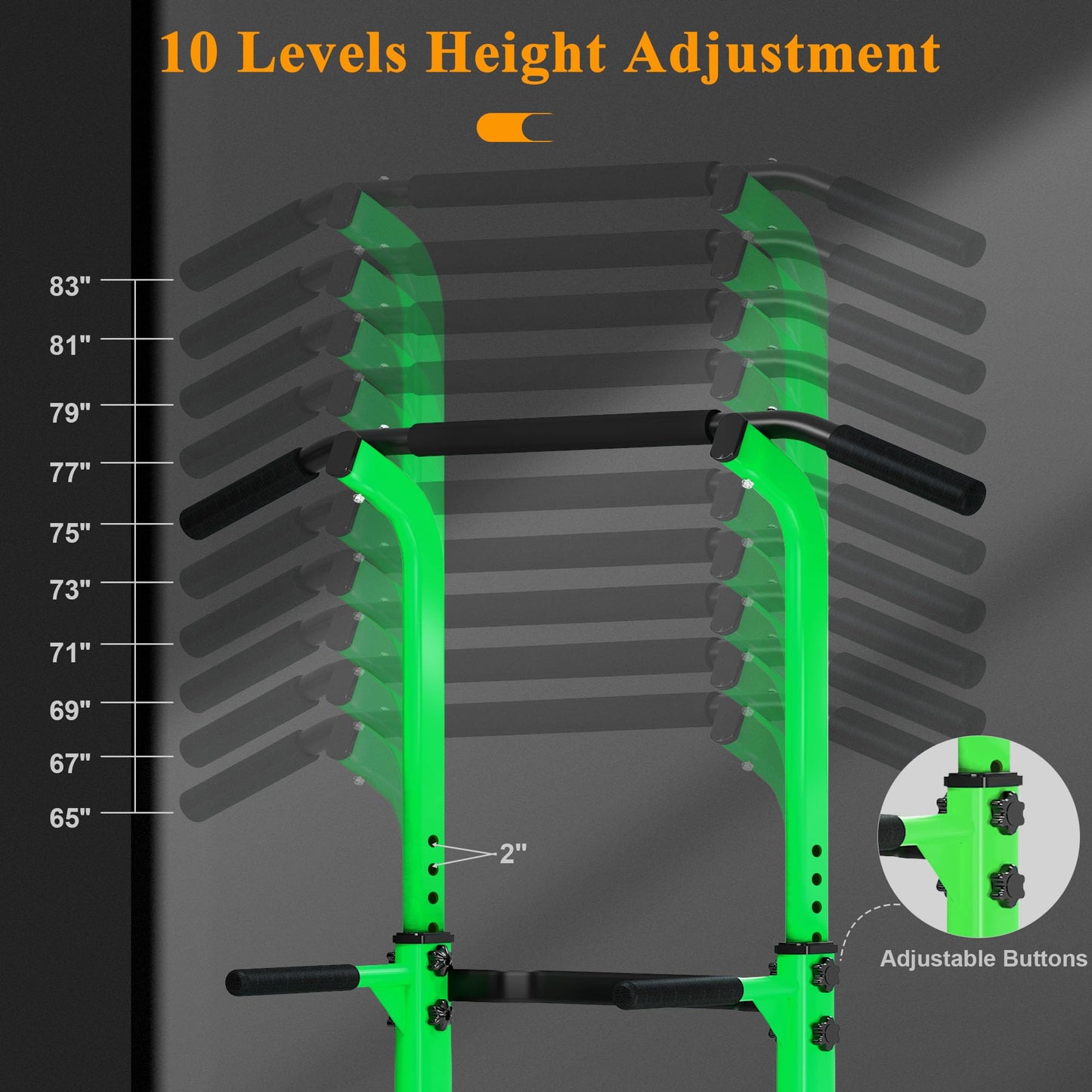DlandHome Power Tower Dip Station Pull Up Bar for Home Gym Pull Up Bar Station Workout Equipment, Strength Training Fitness,Green