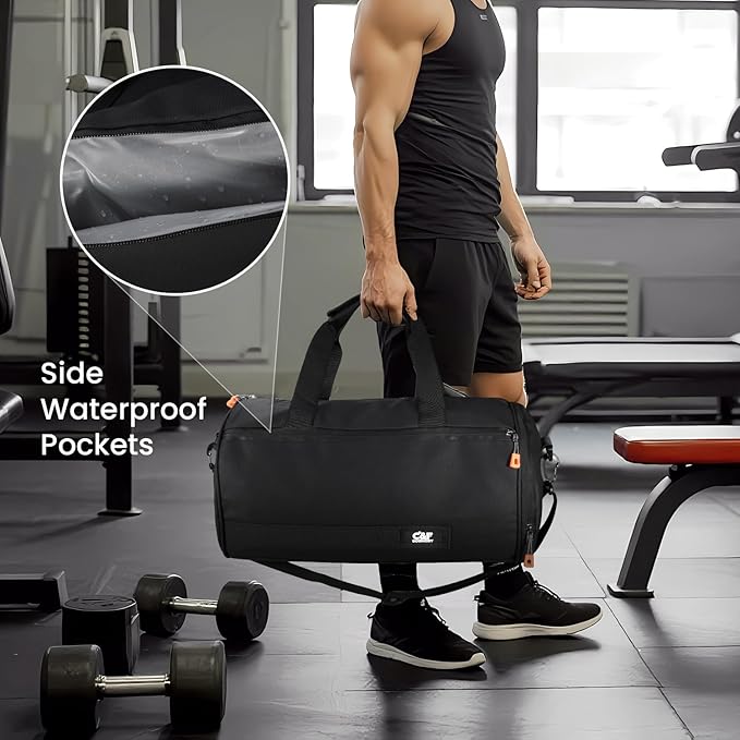 C&F BOGMOST Small Travel Duffel Bag,Compact Sports Small Gym Bag with Shoes Compartment,Lightweight Duffel Bag for Men & Women,Personal Item Travel Bag Weekender Bags for Travel Sports Gym -Black