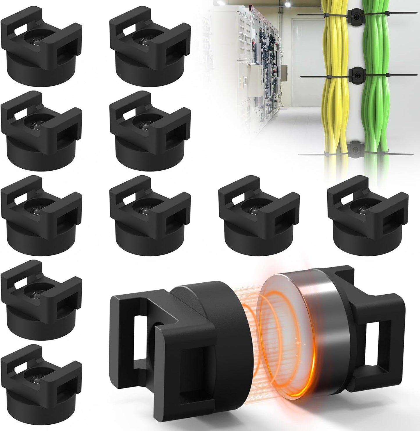 SANGIFT 25LBS Magnetic Zip Tie Mount, Strong Magnetic Wire Holder, Multipurpose Magnet Zip Tie Mount, Waterproof Magnet
