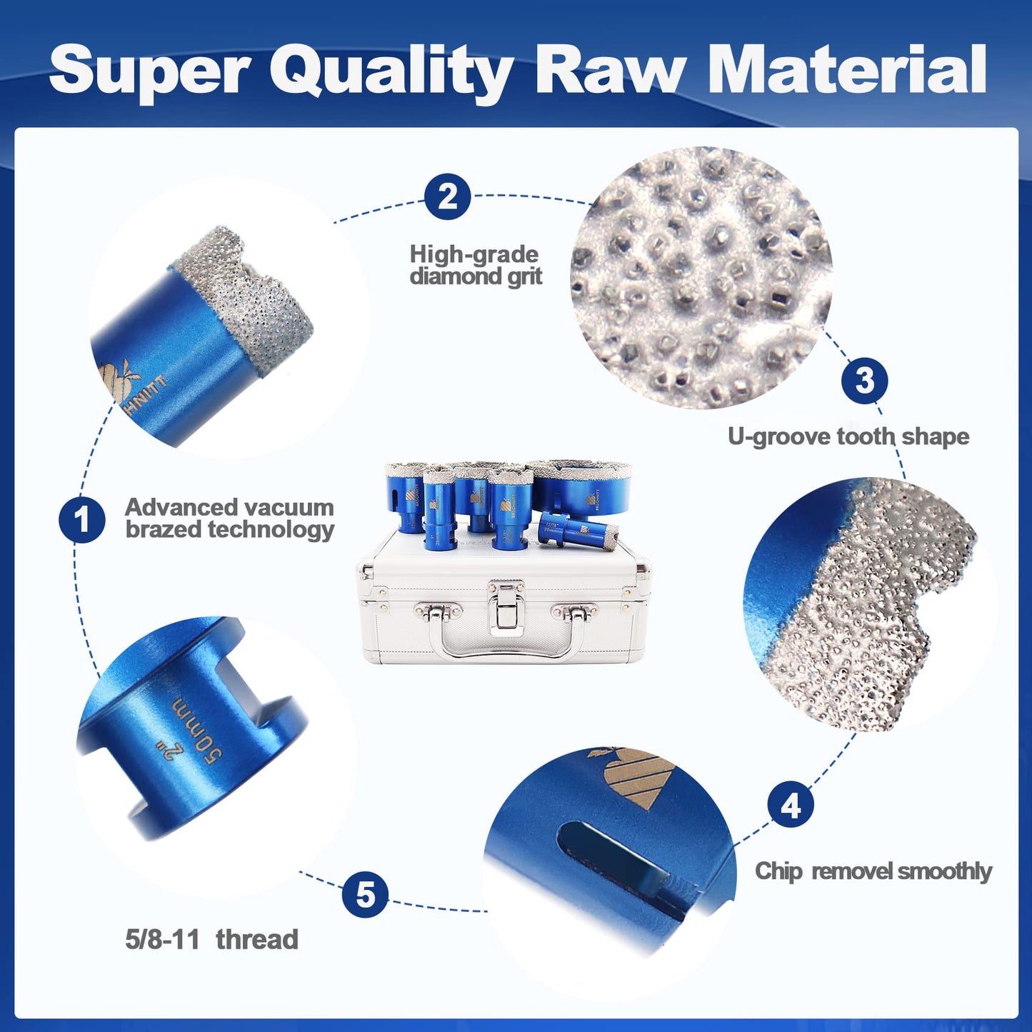 Diamond Core Drill Bit for Porcelain Tile Ceramic Marble Granite Diamond Core Drill Bit Set Diamond Hole Saw Kit for Drilling Porcelain Tile Ceramic Marble Granite,6pcs Diamond Drill Bits