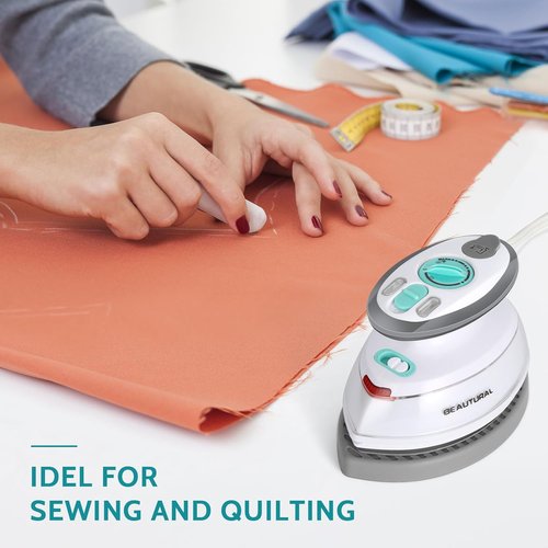 Beautural Mini Travel Steam Iron - Dual Voltage, Non-Stick Soleplate, Perfect for Sewing & Quilting