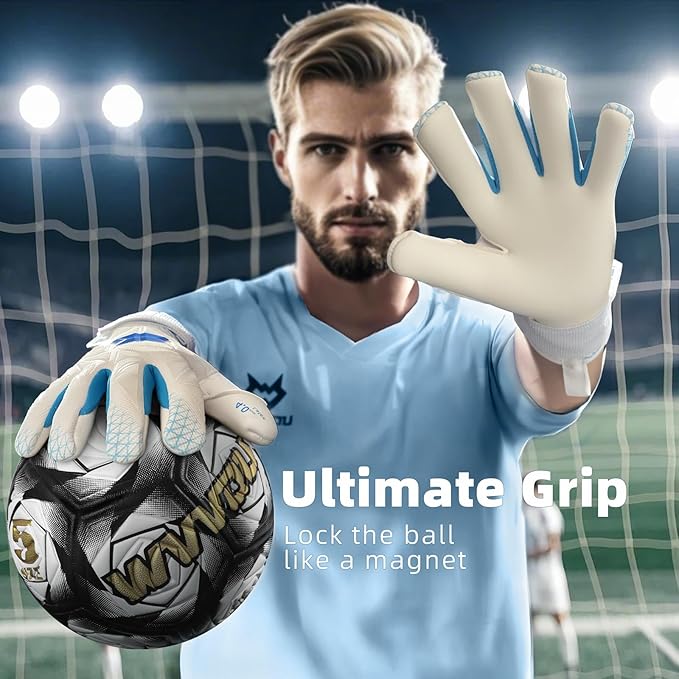 WVVOU Professional Goalkeeper Gloves for Adults and Youth Soccer Goalie Gloves Breathable Soccer Gloves High Performance Guantes De Portero with 4+3mm Sticky Super Grip Latex Palm