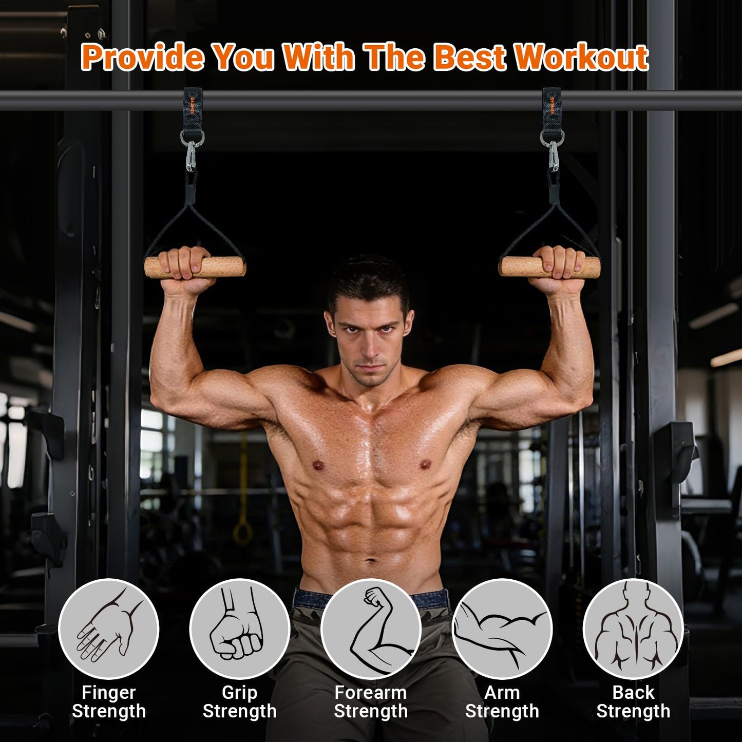 SOHIDAS Wooden Pull Up Grips Hand Grips Strength Trainer Exerciser Pull Up for Chin Up Bar, Kettlebell, Barbell Home Gym Workout Equipment Rock Climbing Grips for Strength Training Max Load 500lbs