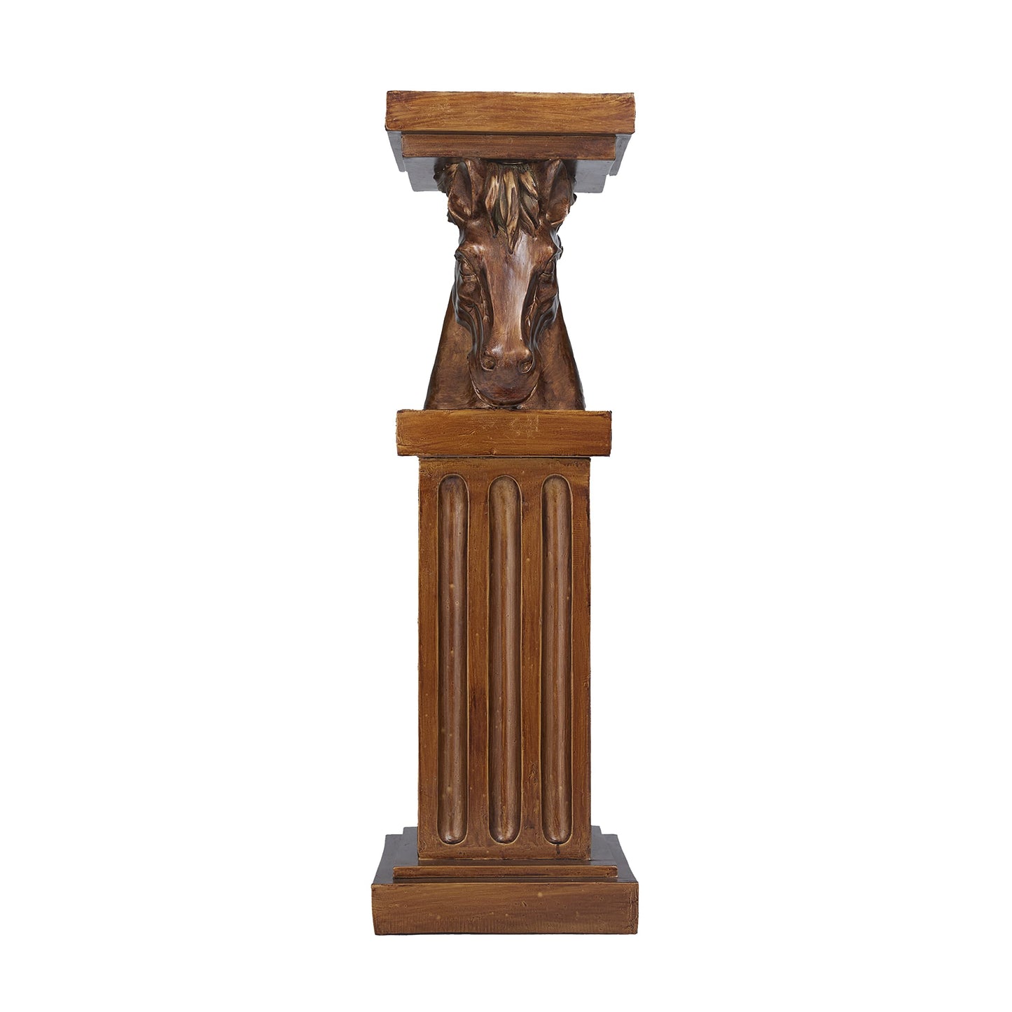 Deco 79 Polystone Horse Pedestal Table, 8" x 9" x 25", Brown