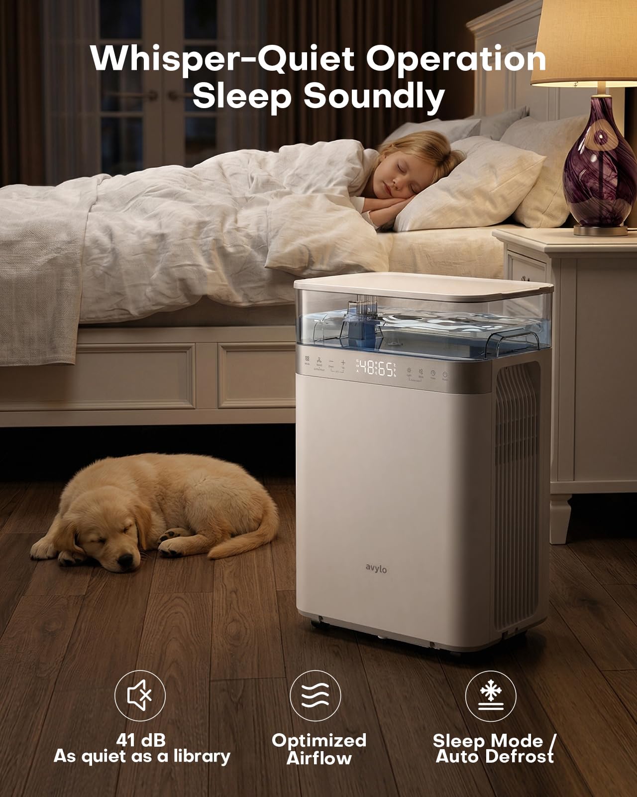 avylo Dehumidifier for Basement with Pump, 2.11 Gallon Top-Mounted Water Tank, Max 90 Pint/D, Energy Star Most Efficient 2025, 4500 Sq.Ft Dehumidifiers for Home with 41dB, Drain Hose, Auto Defrost