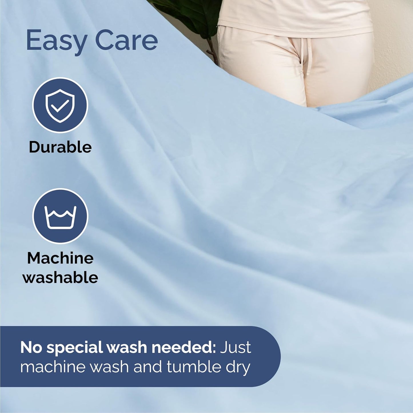 Queen Size 4-Piece Sheet Set | Skiennix Comfy Cooling Bed Sheets - Hotel Luxury, Soft & Wrinkle-Free - Light Blue