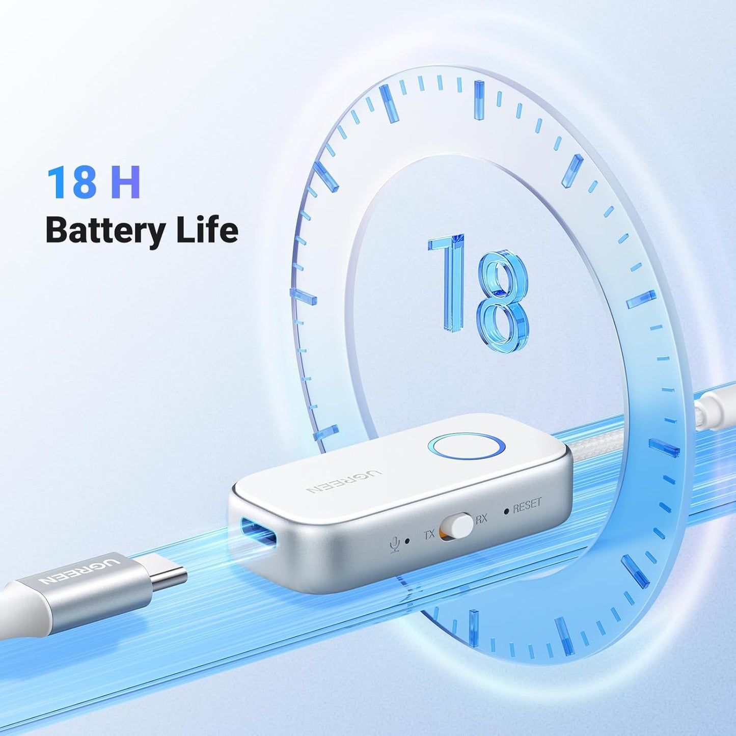 UGREEN 6.0 2 2-in-1 3.5MM Airplane Bluetooth Transmitter Receiver for Airpods or Headphones, Airplane Travel Essentials