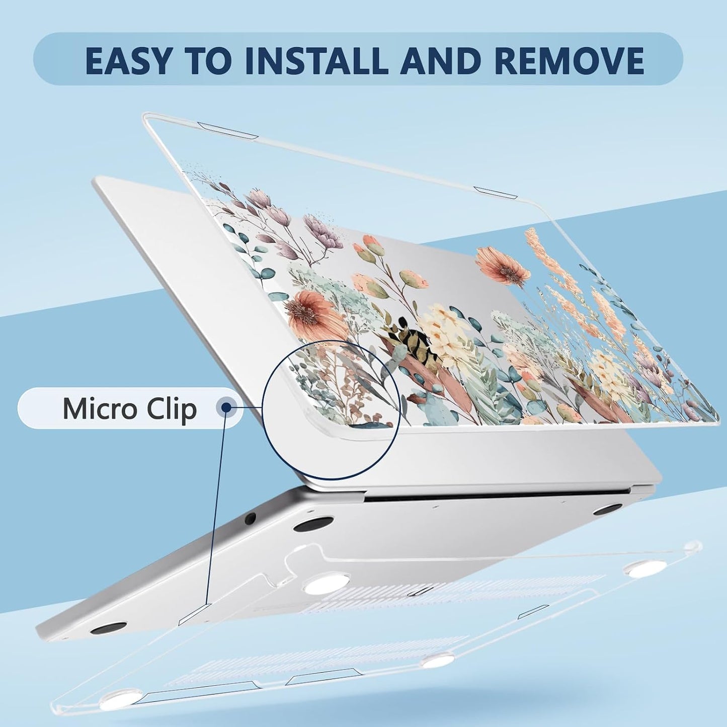 MecBevia 2026 M5 15 inch 2026 2025-2023 M5 A3448 M4 A3241 M3 A3114 M2 A2941, Compatible with MacBook Air Case, Keyboard