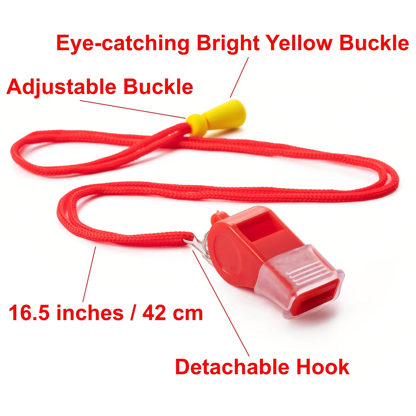 SUYAMI 12 Packs Sport Whistle with Lanyard, for Coach, Referee, Official (Red)