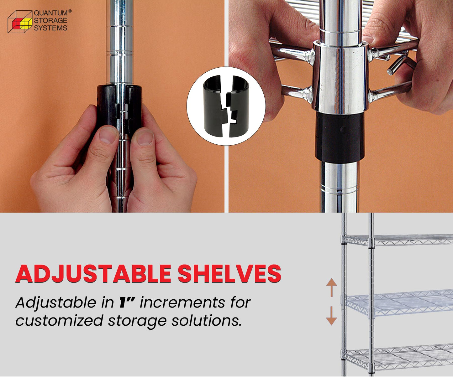 Quantum Storage Systems RWR72-1842LD Adjustable Wire Chrome 4 Shelves 72" H x 42" W x 18" D