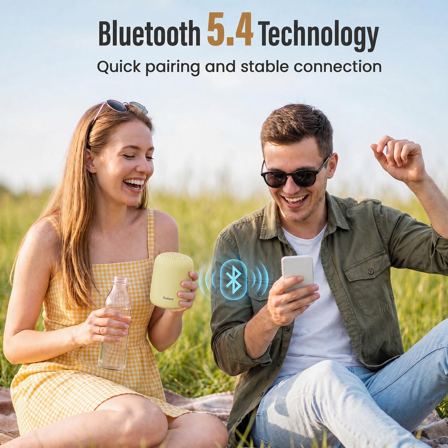 Bobtot 24H Portable Bluetooth Speakers Wireless, Waterproof Shower Speaker with Playtime, Loud Stereo Sound, TWS