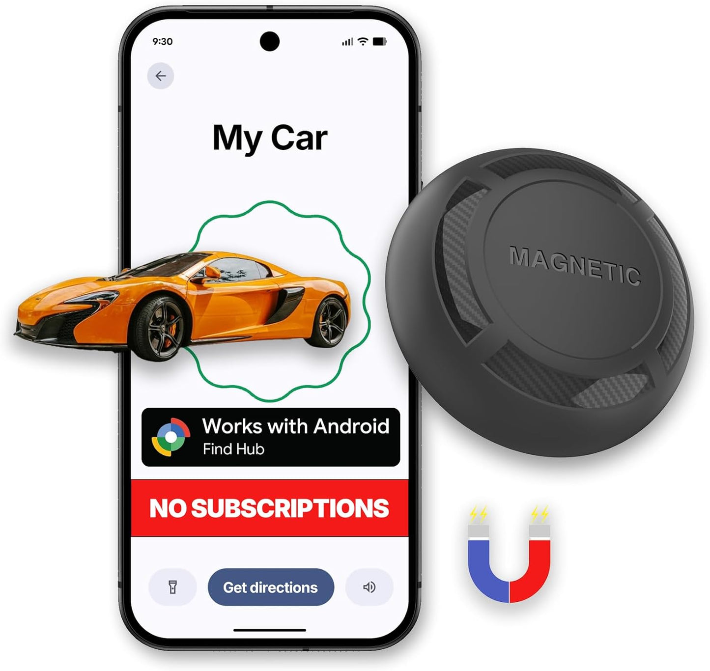 JPBEIDUOYIN IP67, 365 GPS Tracker for Vehicles - Magnetic Car GPS Tracker, No Subscription, Works with Google Find Hub