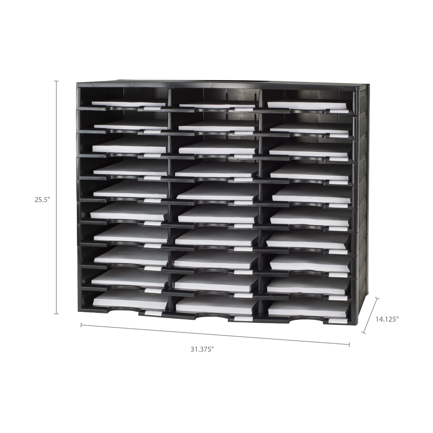 Storex Modular 30-Compartment Literature Organizer, Black