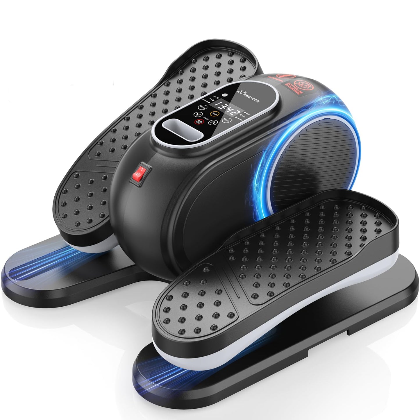 ANCHEER Under Desk Elliptical, 24-in-1 (12 Auto & 12 Manual) Elliptical Machine with Wireless Remote&Dual-Direction, Quiet Compact Leg Exerciser for Home Office(Black)