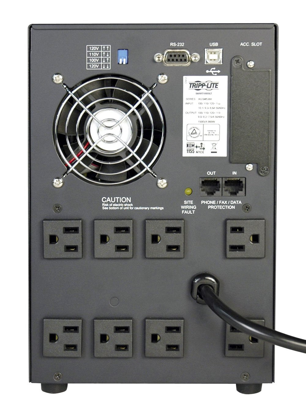 Tripp Lite SMART1050SLT 1050VA - 1000VA 650W UPS Smart Tower AVR 120V USB DB9 SNMP, 8 Outlets