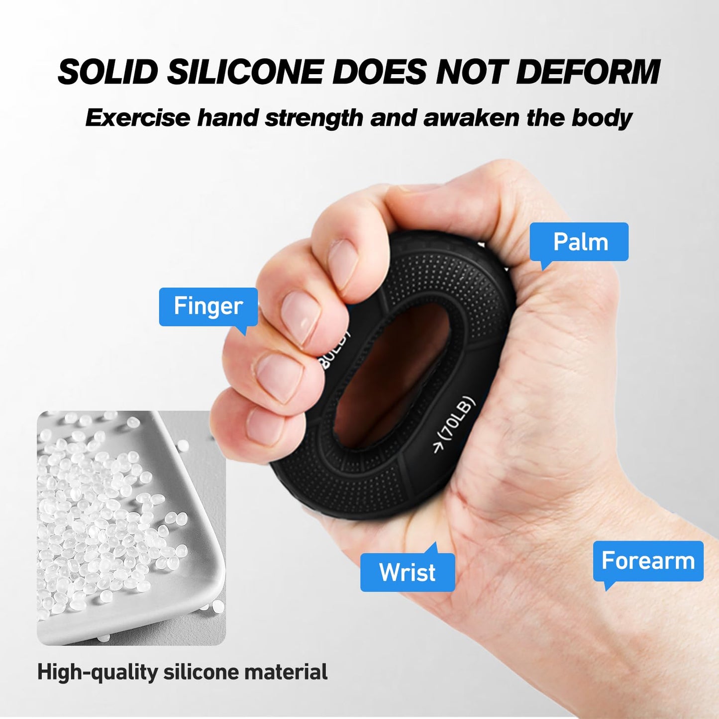 Hand Grip Strengthener Rings - 4 Pack Finger Exerciser Grip Strength Trainer Silicone Squeezer Gripper for Muscle Strengthening Training Forearm Grip Workout Stress Relief Rehabilitation 30LB-80LB
