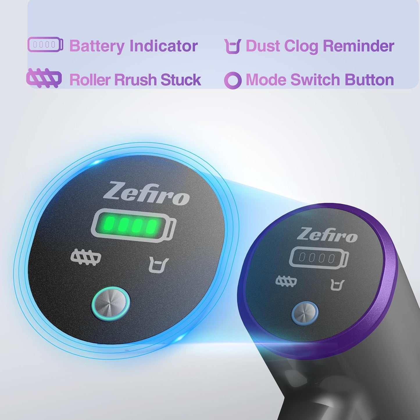 Zefiro Cordless Vacuum Cleaner - 450W Powerful Suction, 50Mins Runtime, 1.5L Dust Cup | Ideal for Pet Hair & Carpets