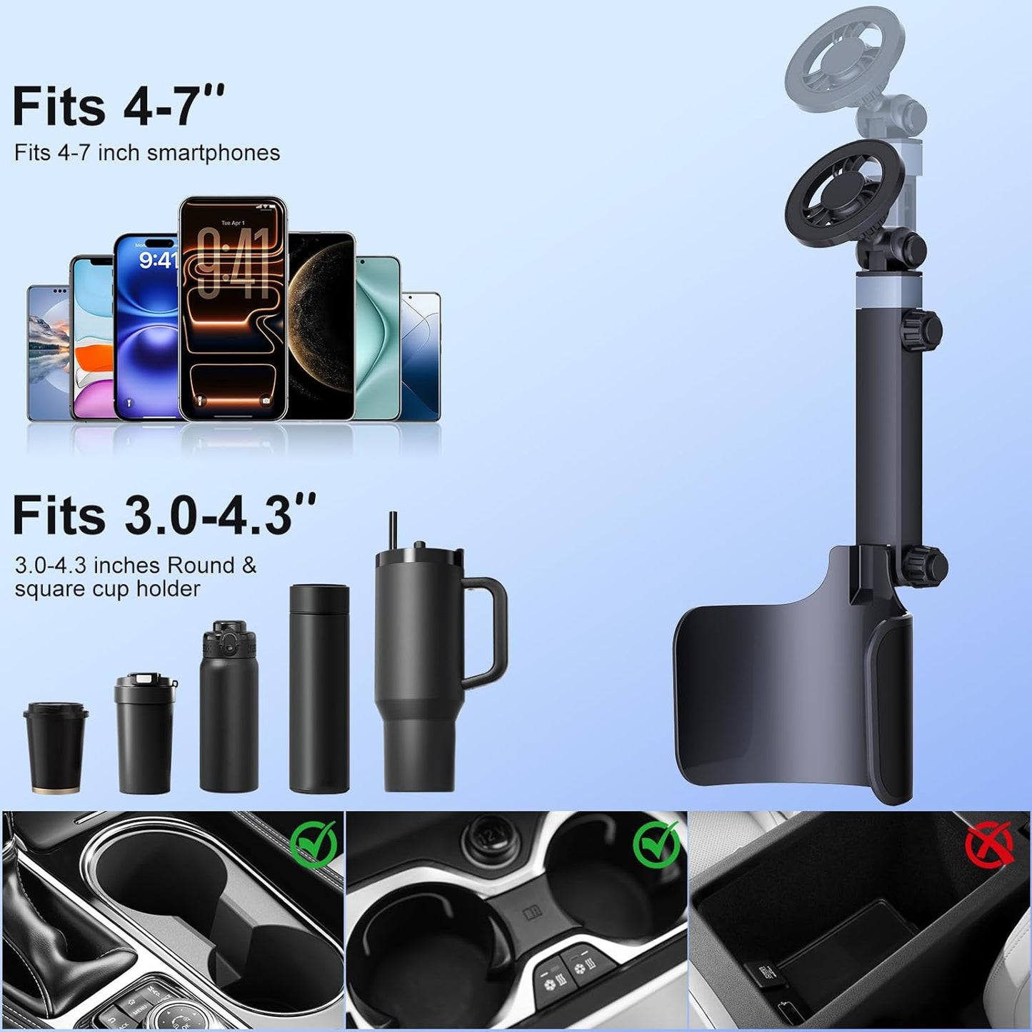 2-in-1 2026 17-12 Vitog MagSafe Car Mount, Hands Free Phone Holders for Your Car, Strong Magnetic Cup Holder Phone