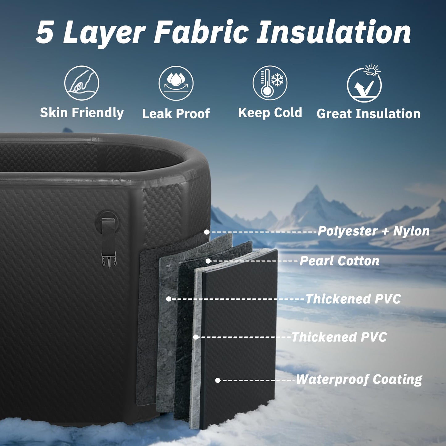 500L Portable Ice Bath Tub with Lid, Large Oval Cold Plunge Tub for Athletes Recovery & Therapy, Durable Inflatable Ice Bath for Full Body Immersion, Professional Cold Tank for Indoor Outdoor Use