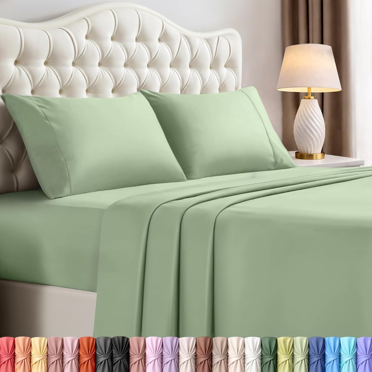 Utopia Bedding King Size Sheet Set - Soft, Breathable Microfiber | 4-Piece in Sage with Oeko-Tex Certification