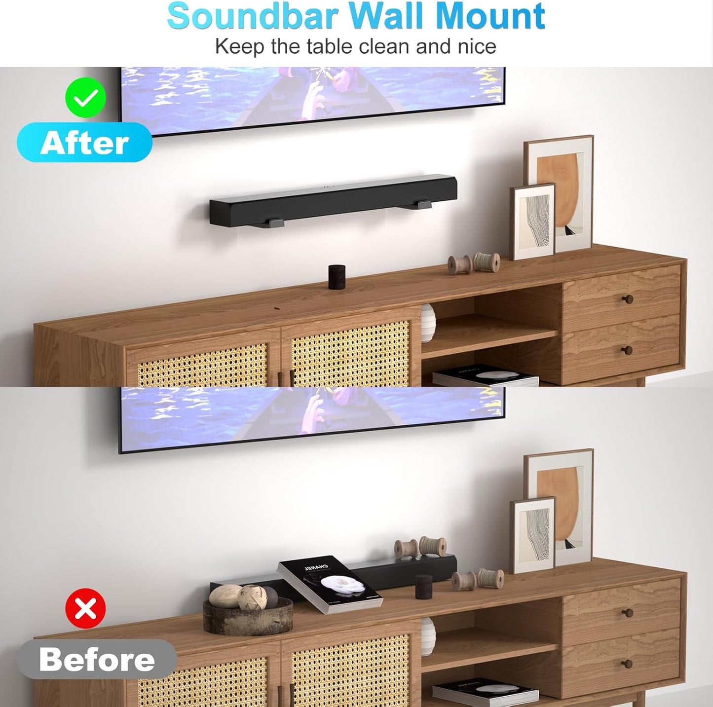ZUOLACO 33 lbs, 3.6-6.4, Soundbar Wall Mount Bracket for Samsung, Bose, Vizio, LG, Sony, JBL, Sonos and More Sound Bar