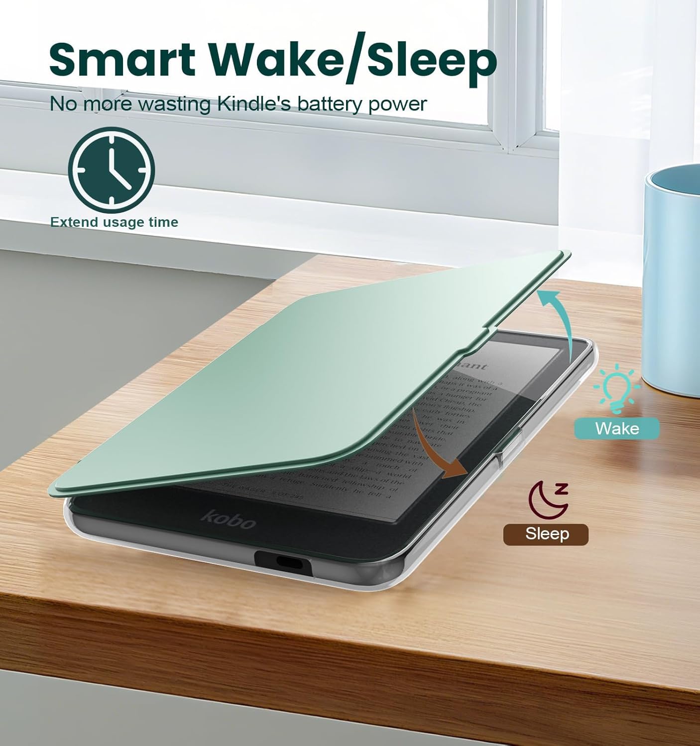E NET-CASE 6" (2024) (2024) /2E (2022) Detachable Magnetic Case for Kobo Clara Colour /Clara BW eReader, Ultra Clear