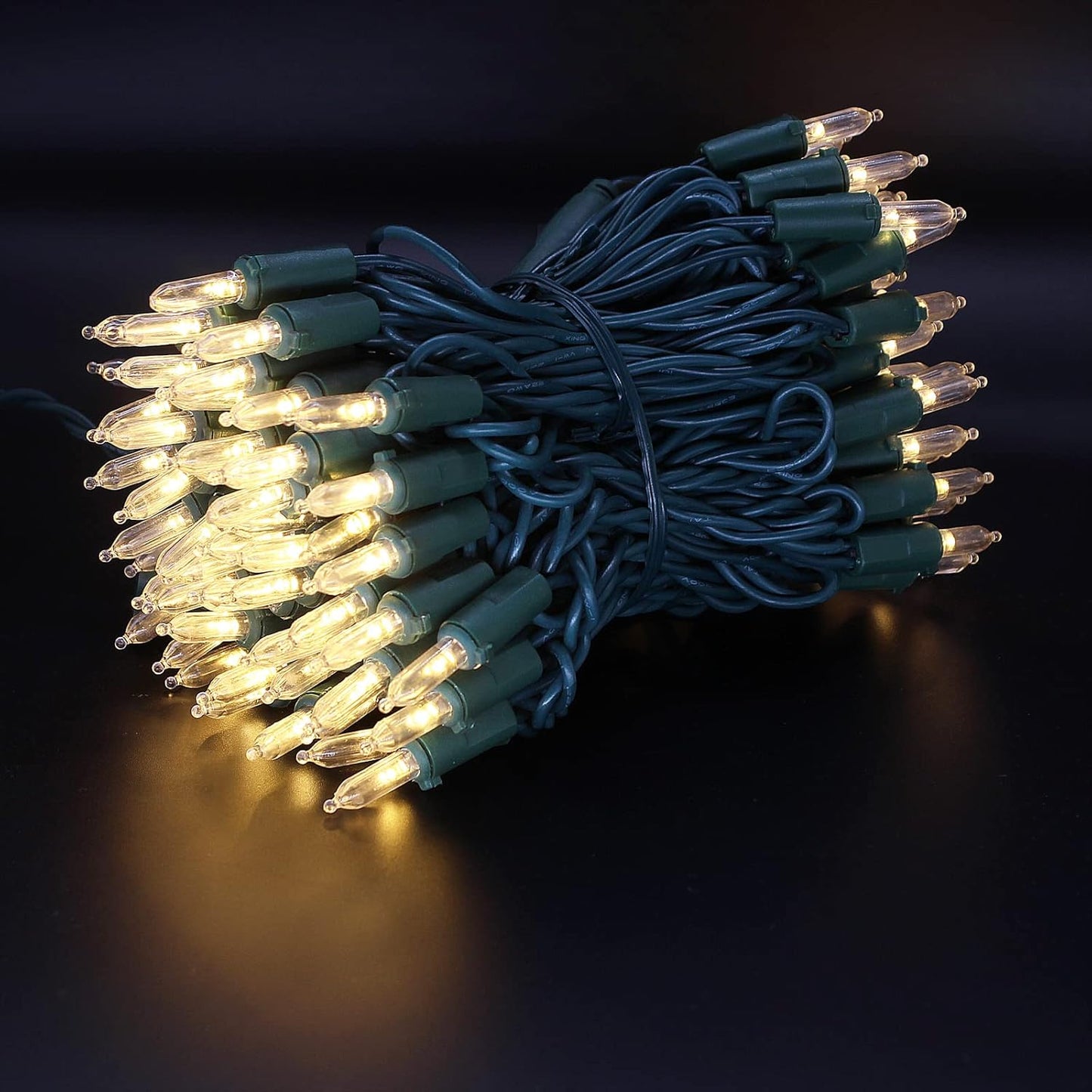 Skiennix 100-Count Warm White LED Christmas String Lights - 35 Ft Connectable Green Wire for Indoor/Outdoor Use